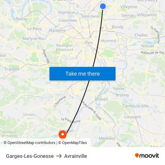 Garges-Les-Gonesse to Avrainville map