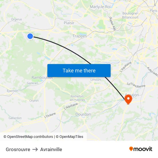 Grosrouvre to Avrainville map