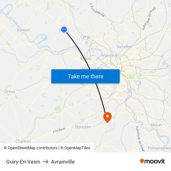 Guiry-En-Vexin to Avrainville map