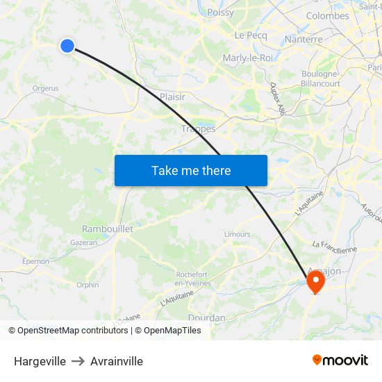 Hargeville to Avrainville map