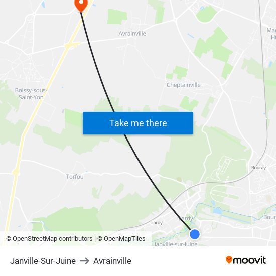 Janville-Sur-Juine to Avrainville map