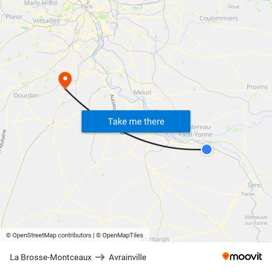 La Brosse-Montceaux to Avrainville map