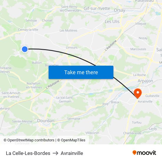 La Celle-Les-Bordes to Avrainville map