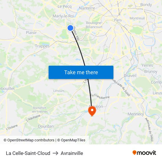 La Celle-Saint-Cloud to Avrainville map