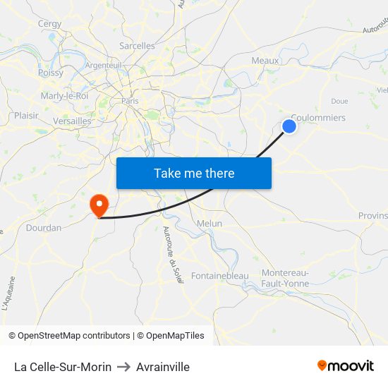La Celle-Sur-Morin to Avrainville map