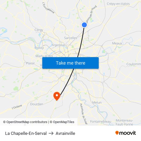 La Chapelle-En-Serval to Avrainville map