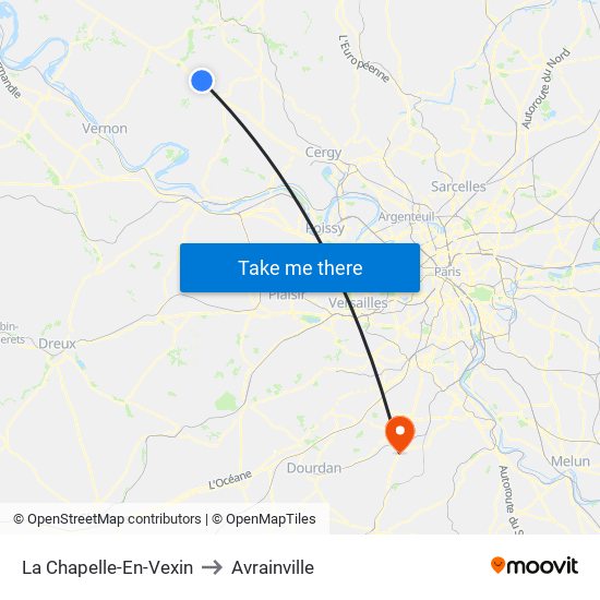 La Chapelle-En-Vexin to Avrainville map
