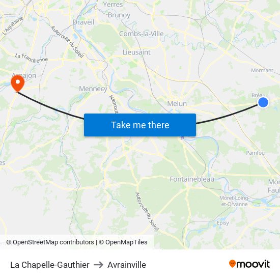 La Chapelle-Gauthier to Avrainville map