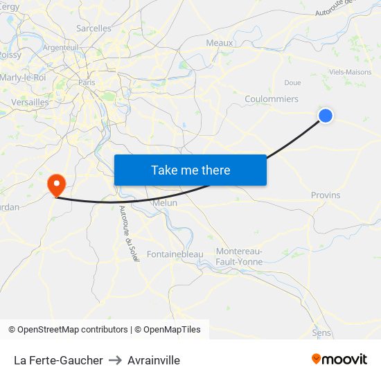 La Ferte-Gaucher to Avrainville map