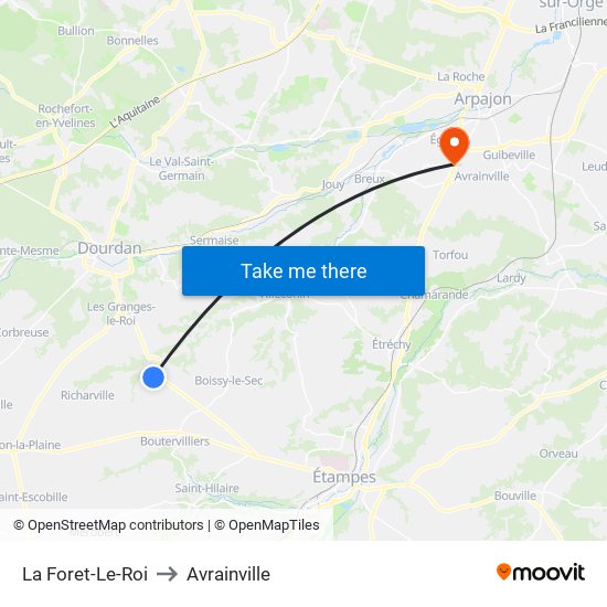 La Foret-Le-Roi to Avrainville map