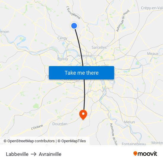 Labbeville to Avrainville map