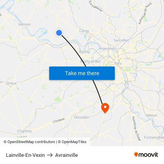 Lainville-En-Vexin to Avrainville map
