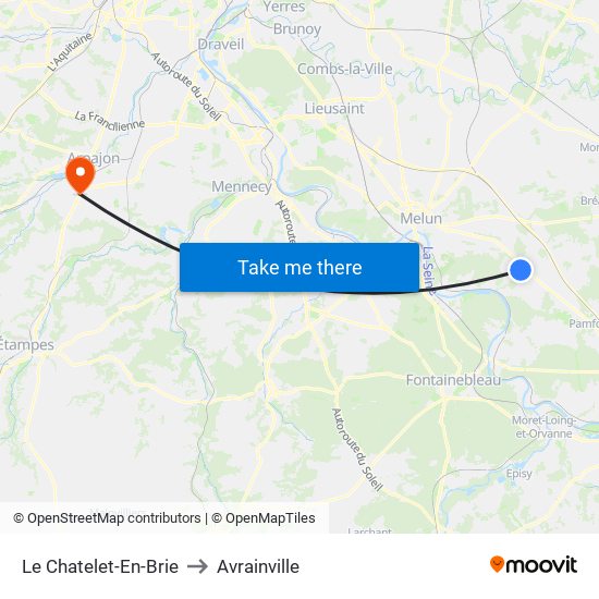 Le Chatelet-En-Brie to Avrainville map