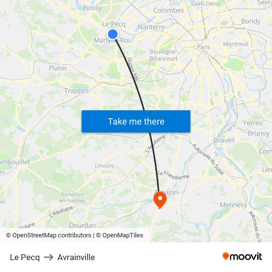 Le Pecq to Avrainville map