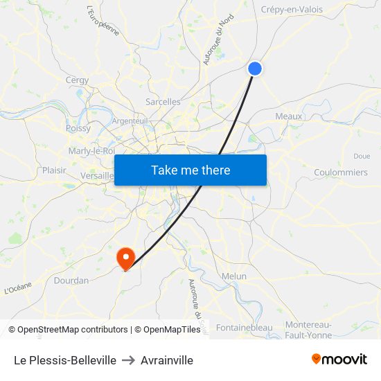 Le Plessis-Belleville to Avrainville map