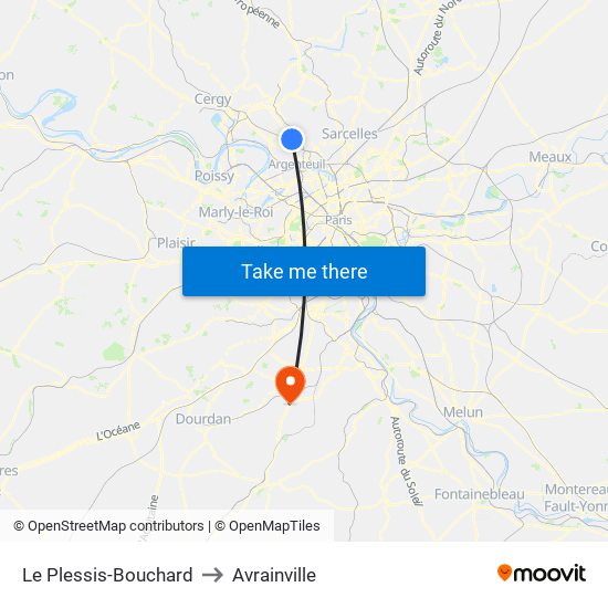Le Plessis-Bouchard to Avrainville map
