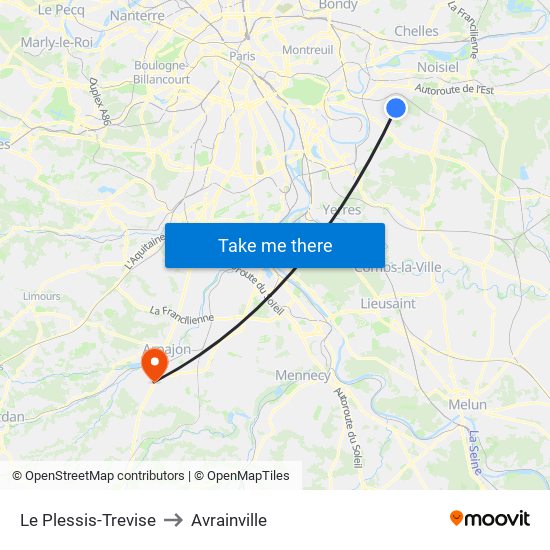 Le Plessis-Trevise to Avrainville map