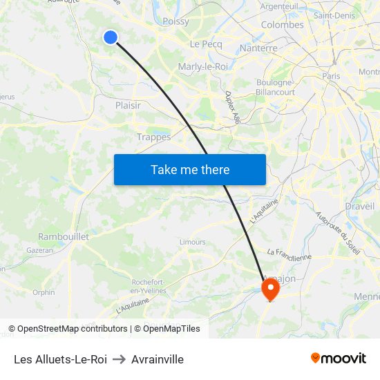 Les Alluets-Le-Roi to Avrainville map