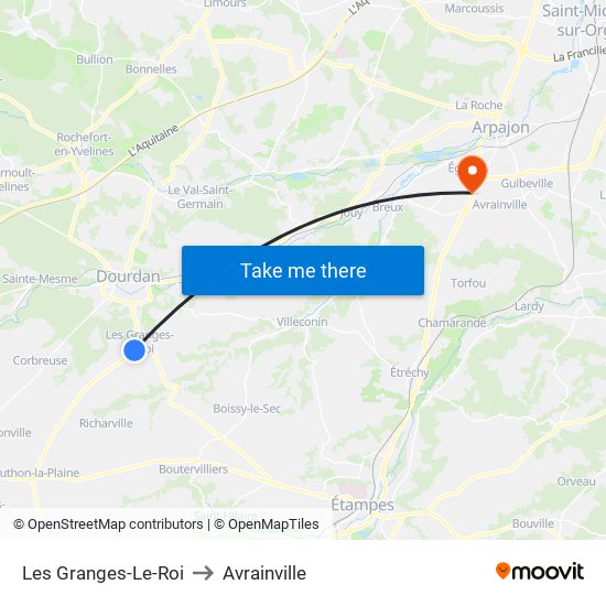 Les Granges-Le-Roi to Avrainville map