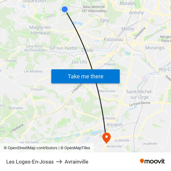 Les Loges-En-Josas to Avrainville map