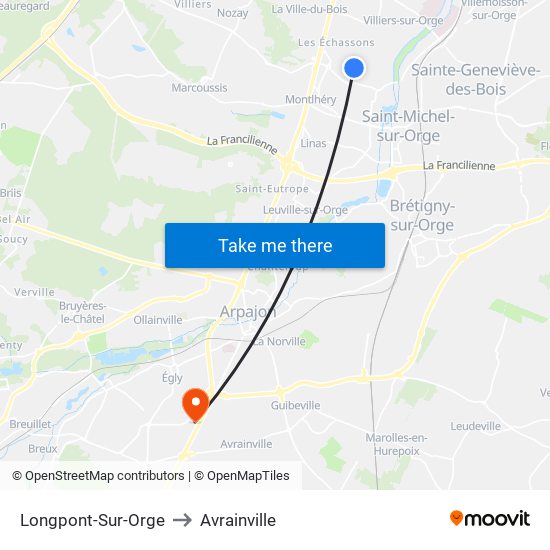 Longpont-Sur-Orge to Avrainville map