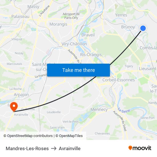 Mandres-Les-Roses to Avrainville map