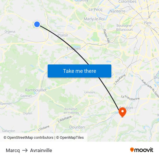 Marcq to Avrainville map