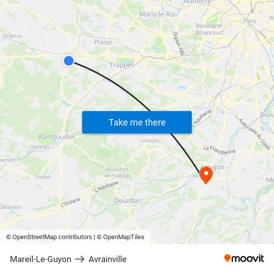 Mareil-Le-Guyon to Avrainville map