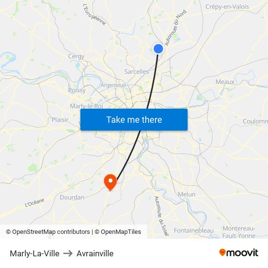 Marly-La-Ville to Avrainville map