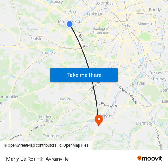 Marly-Le-Roi to Avrainville map