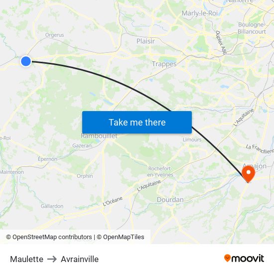 Maulette to Avrainville map