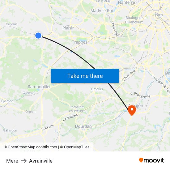Mere to Avrainville map