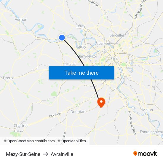 Mezy-Sur-Seine to Avrainville map