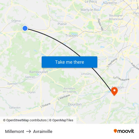 Millemont to Avrainville map