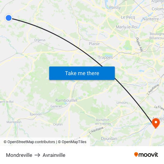 Mondreville to Avrainville map