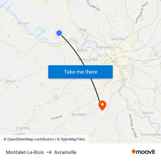 Montalet-Le-Bois to Avrainville map