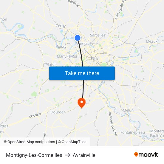 Montigny-Les-Cormeilles to Avrainville map