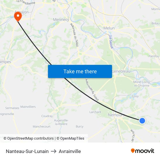 Nanteau-Sur-Lunain to Avrainville map