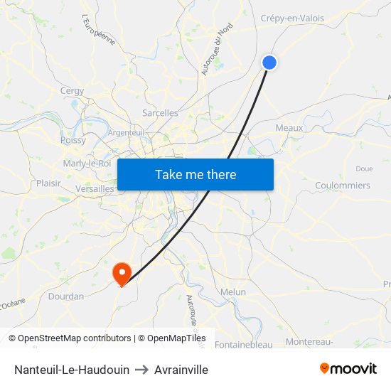 Nanteuil-Le-Haudouin to Avrainville map