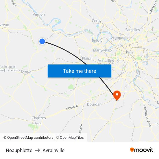 Neauphlette to Avrainville map