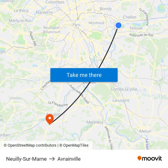 Neuilly-Sur-Marne to Avrainville map