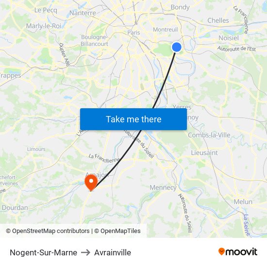 Nogent-Sur-Marne to Avrainville map