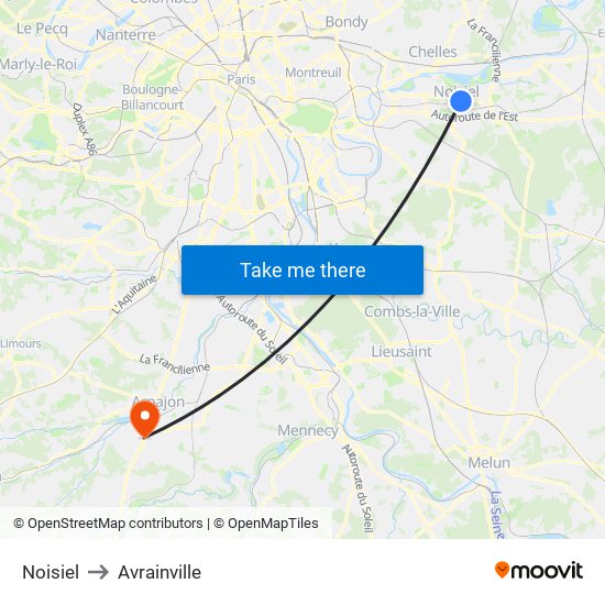 Noisiel to Avrainville map