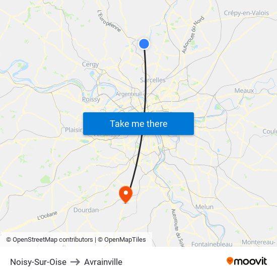 Noisy-Sur-Oise to Avrainville map