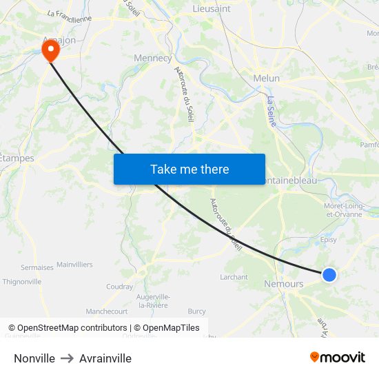 Nonville to Avrainville map