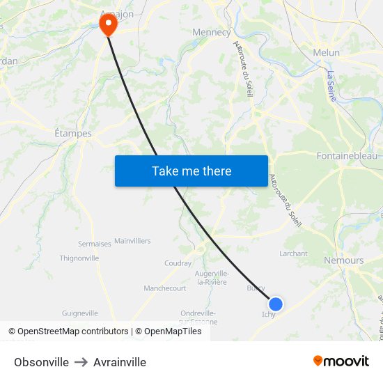 Obsonville to Avrainville map