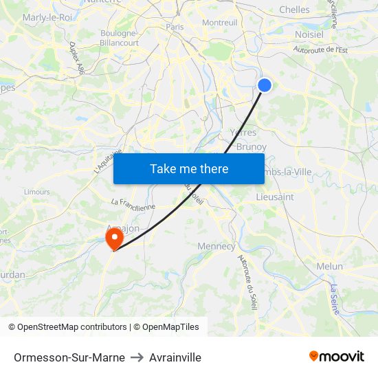 Ormesson-Sur-Marne to Avrainville map