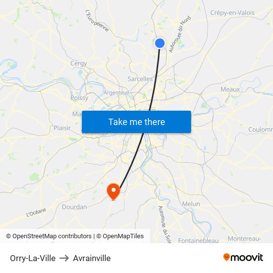 Orry-La-Ville to Avrainville map