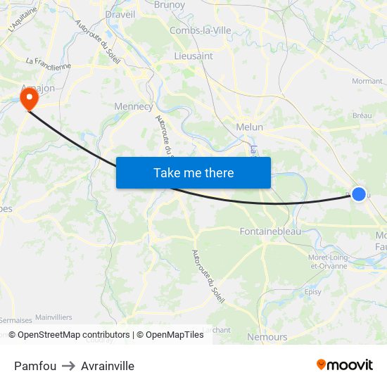 Pamfou to Avrainville map
