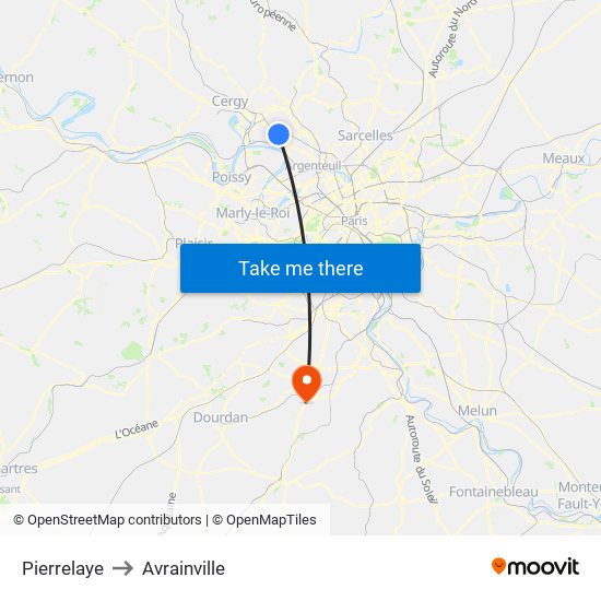 Pierrelaye to Avrainville map